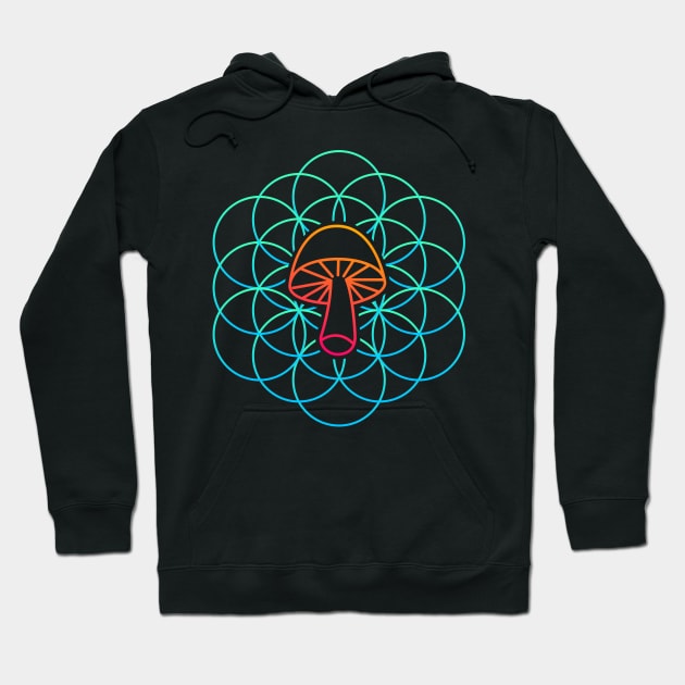 Psychedelic Sacred Geometry Mycology Mushroom Hoodie by MeatMan